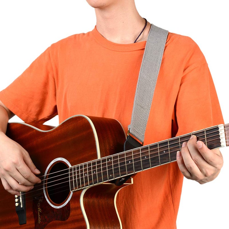 BestSounds Guitar Strap 100% Soft Cotton Genuine Leather Ends Strap for Acoustic Guitar, Electric Guitar, Bass & Mandolins (Coffee) - Image 5